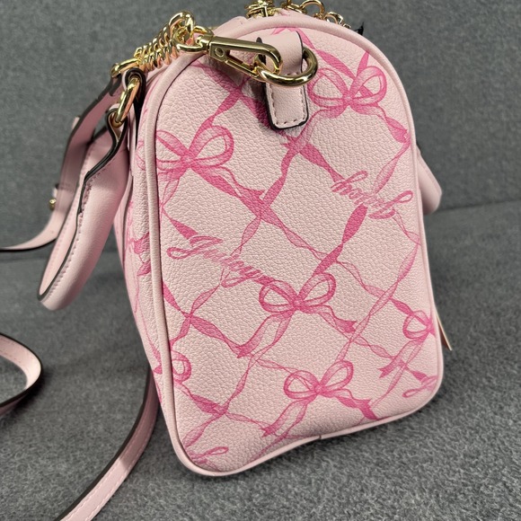 Viral Juicy Couture Lovely Bow Satchel In Chiffon Pink Bag New - Picture 6 of 14